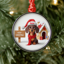 Animated Dachshund Puppy Metalen Ornament