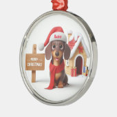 Animated Dachshund Puppy Metalen Ornament (Links)