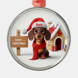 Animated Dachshund Puppy Metalen Ornament