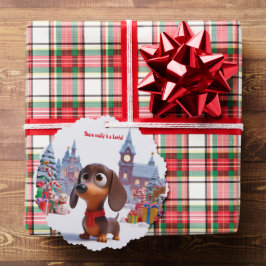 Animated Dachshund Puppy Ornament Kaart