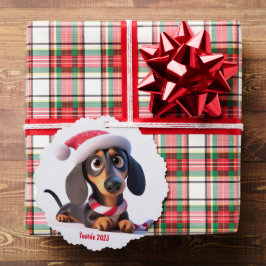 Animated Dachshund Puppy Ornament Kaart