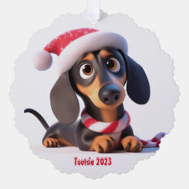 Animated Dachshund Puppy Ornament Kaart
