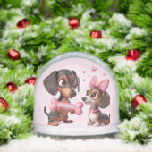 Animated Dachshund Valentine Sneeuwbol (Kerstmis)
