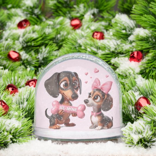 Animated Dachshund Valentine Sneeuwbol (Kerstmis)