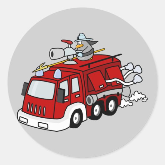 Animated Fire Truck Ronde Sticker (Voorkant)