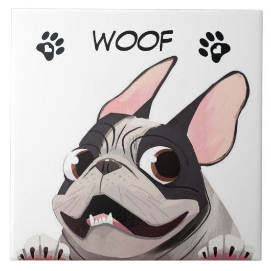 Animated French Bulldog Tegeltje (Voorkant)