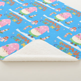 Animated Gnome Merry Christmas Sherpa Deken