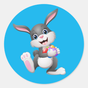 Animated Happy Paaster Bunny Ronde Sticker