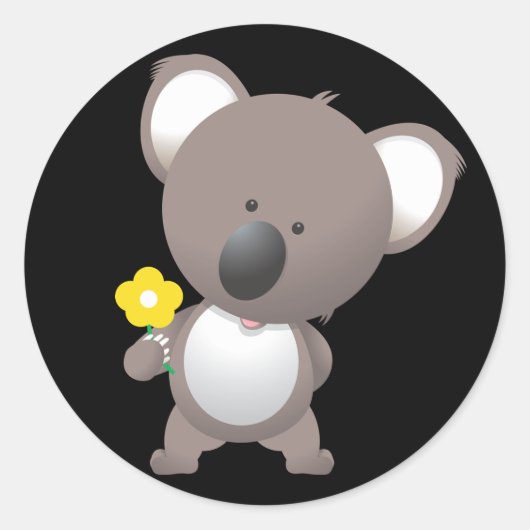 Animated Koala Beer Ronde Sticker (Voorkant)
