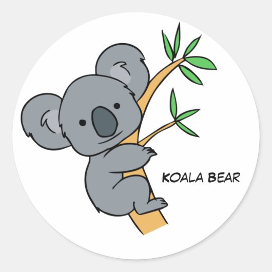 Animated Koala Beer Ronde Sticker (Voorkant)