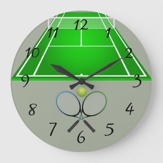 Animated Tennis Court en rackets Grote Klok (Voorkant)