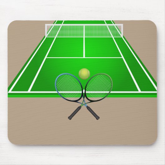 Animated Tennis Court en rackets Muismat (Voorkant)