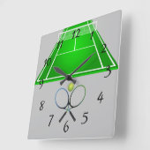 Animated Tennis Court en rackets Vierkante Klok (Hoek)