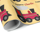 Animated Train Customize your Birthday Cadeaupapier (Rol Hoek)