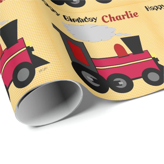 Animated Train Customize your Birthday Cadeaupapier (Rol Hoek)