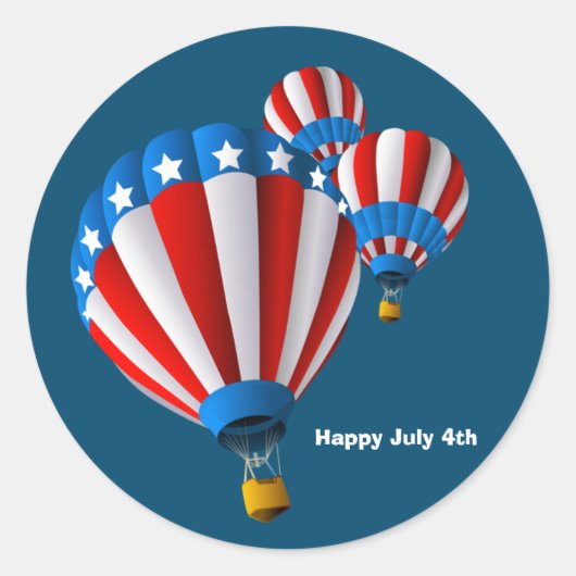 Animatie Amerikaanse vlag op 4 juli Ronde Sticker (Voorkant)