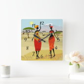 Animatie door vrouwen in Kenia Vierkante Klok (Huis)