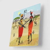 Animatie door vrouwen in Kenia Vierkante Klok (Hoek)