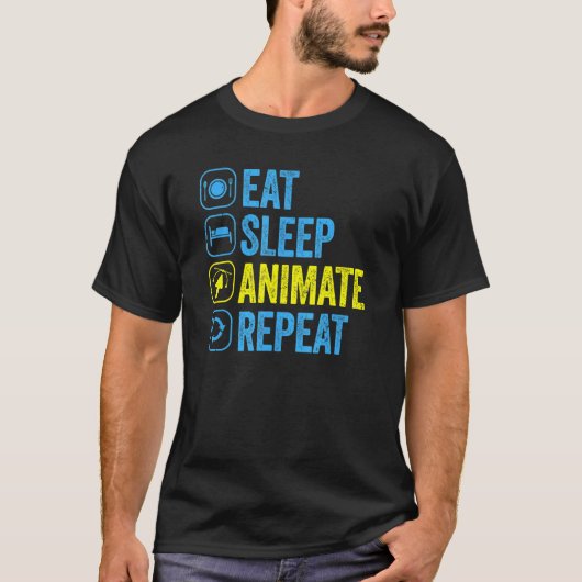 Animatie Eat Sleep Animator Animated Graph herhale T-shirt (Voorkant)