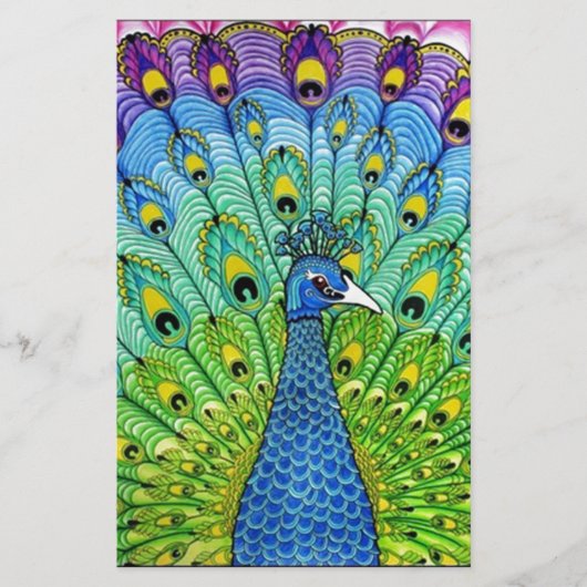 Animatie van peacock-vogels briefpapier (Voorkant)