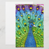 Animatie van peacock-vogels briefpapier (Voorkant / Achterkant)