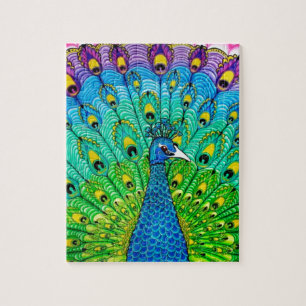 Animatie van peacock-vogels legpuzzel