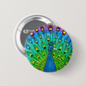 Animatie van peacock-vogels ronde button 5,7 cm (Voorkant /achterkant)