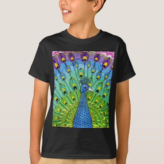 Animatie van peacock-vogels t-shirt (Voorkant)