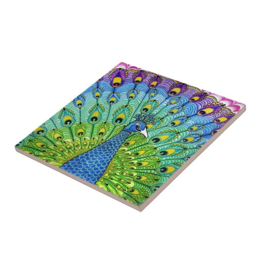 Animatie van peacock-vogels tegeltje (Zijkant)