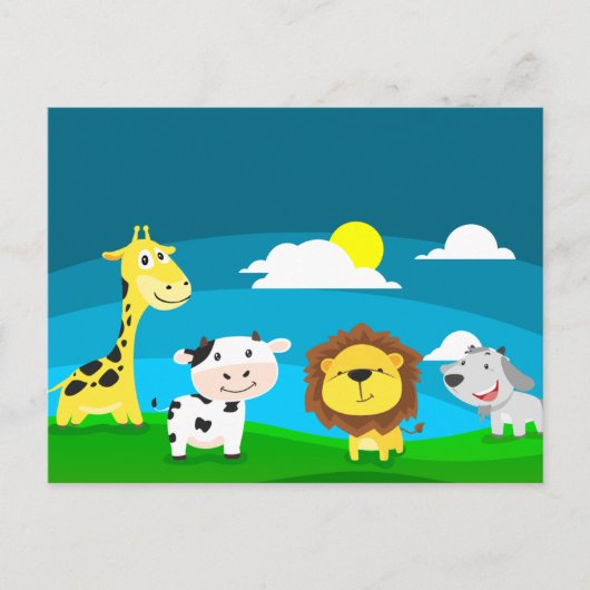 Animatiefiguren van dieren briefkaart (Voorkant)