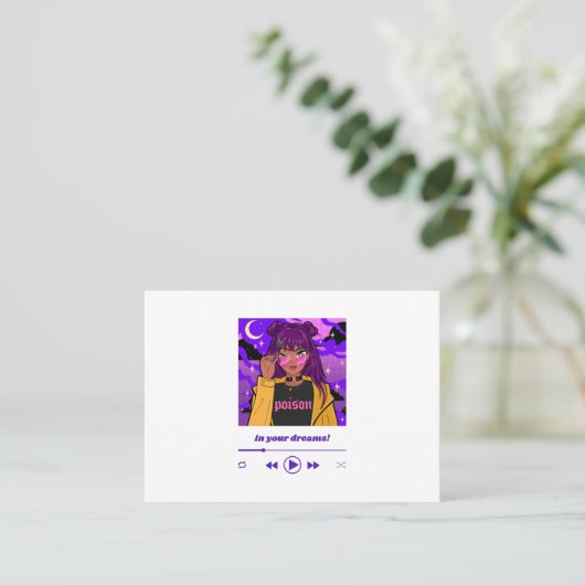 animatiestijl met een coole vrouw visitekaartje (Staand voorkant)