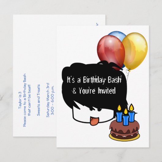 Anime 3 jaar oud verjaardag uitnodiging briefkaart (Voorkant / Achterkant)