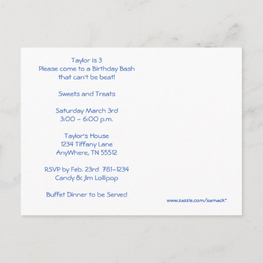 Anime 3 jaar oud verjaardag uitnodiging briefkaart (Achterkant)