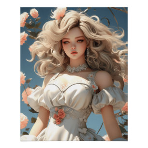 Anime AI Wonderland Little Black Jurk Perfect Poster