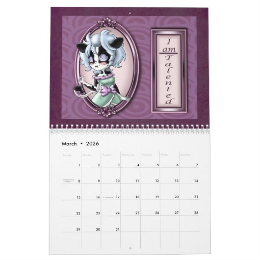 Anime Animal 2026 Positieve Kalender (Mar 2026)