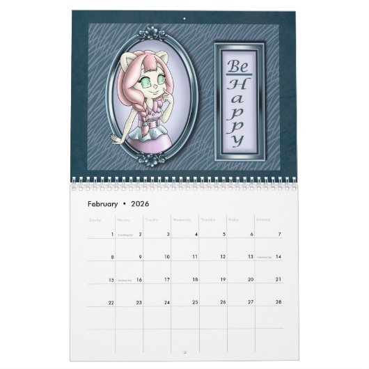 Anime Animal 2026 Positieve Kalender (Feb 2026)