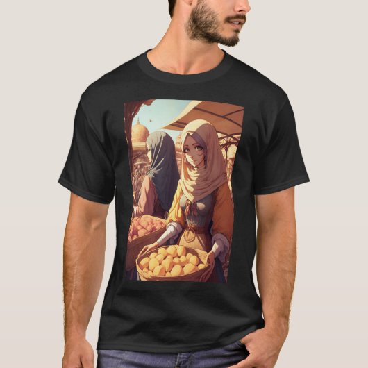 Anime Arab Women on a Bazar in Middle Eastern City T-shirt (Voorkant)