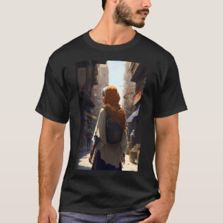 Anime Arab Women Walking through Middle Eastern Ci T-shirt
