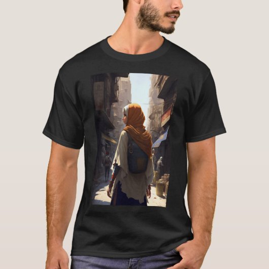Anime Arab Women Walking through Middle Eastern Ci T-shirt (Voorkant)