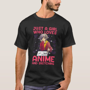 Anime Art for Women Teen Girl Anime Merch Sketch A T-shirt
