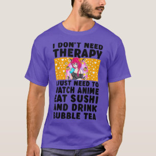Anime Art voor Teen Girls Japans Sushi Bubble Tea T-shirt