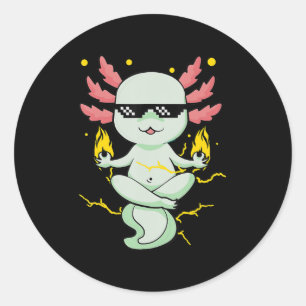 Anime Axolotl Waifu die van Anime Ramen en Sketc h Ronde Sticker