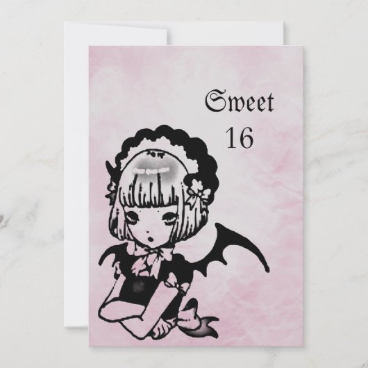 Anime Bat Girl Gothic Fantasy Sweet 16 Birthday Kaart (Voorkant)