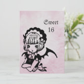 Anime Bat Girl Gothic Fantasy Sweet 16 Birthday Kaart (Staand voorkant)