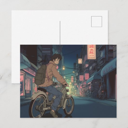 Anime Bike Feestdagenkaart (Voorkant / Achterkant)