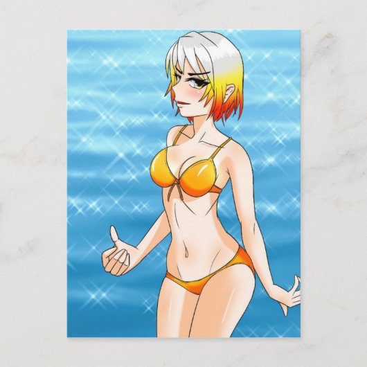 Anime Bikini Girl Briefkaart (Voorkant)