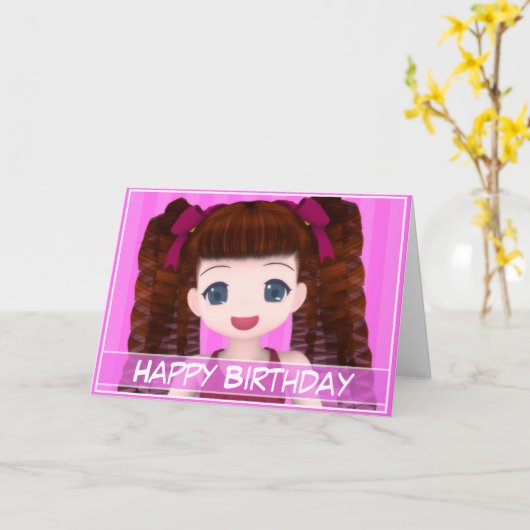 Anime Birthday Kaart (Gele Bloem)