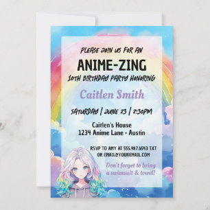 Anime Birthday Rainbow Anime-zing Uitnodiging