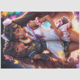 Anime Black Girl Vrienden Tissuepapier