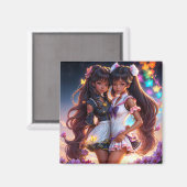 Anime Black Girls Melanin Animecore Magneet (Voorkant / Achterkant)